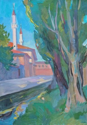 Графика, Пейзаж - У стен дворца. Бахчисарай