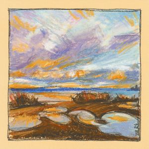 Графика, Морской пейзаж - Жёлтый вечер