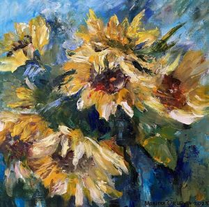 Живопись, Пейзаж - «Sunflowers», «Подсолнухи» .