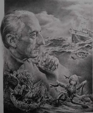Графика, Портрет - Жак Ив Кусто