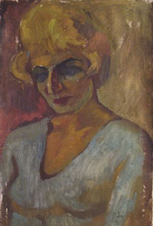 Живопись, Масло - Портрет дамы в голубом