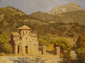 Живопись, Пейзаж - Византийская церквушка в горах.